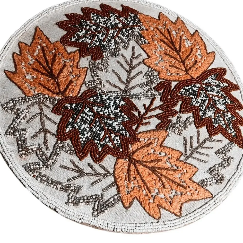 Celebrate Together Hand Embellished Set of 3 Pumpkin & Fall Leaves 15